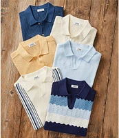 Rowm Tourister Short Sleeve Chunky Twill Sweater Button Front Shirt