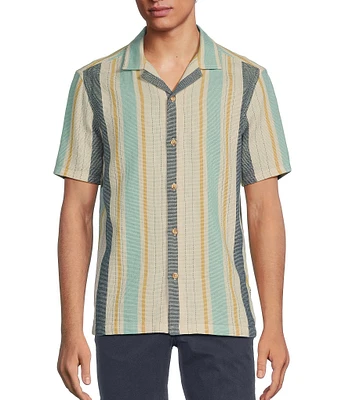 Rowm Tourister Short Sleeve Multi Stripe Camp Button Front Shirt