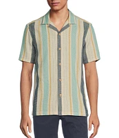 Rowm Tourister Short Sleeve Multi Stripe Camp Button Front Shirt