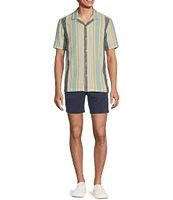 Rowm Tourister Short Sleeve Multi Stripe Camp Button Front Shirt
