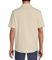 Rowm Tourister Short Sleeve Solid Jacquard Coat Front Shirt