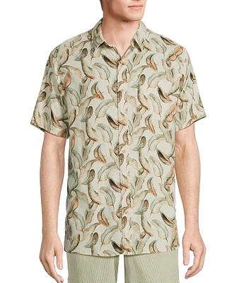 Rowm's Outsider's Oasis Short Sleeve Banana Leaf Print Shirt
