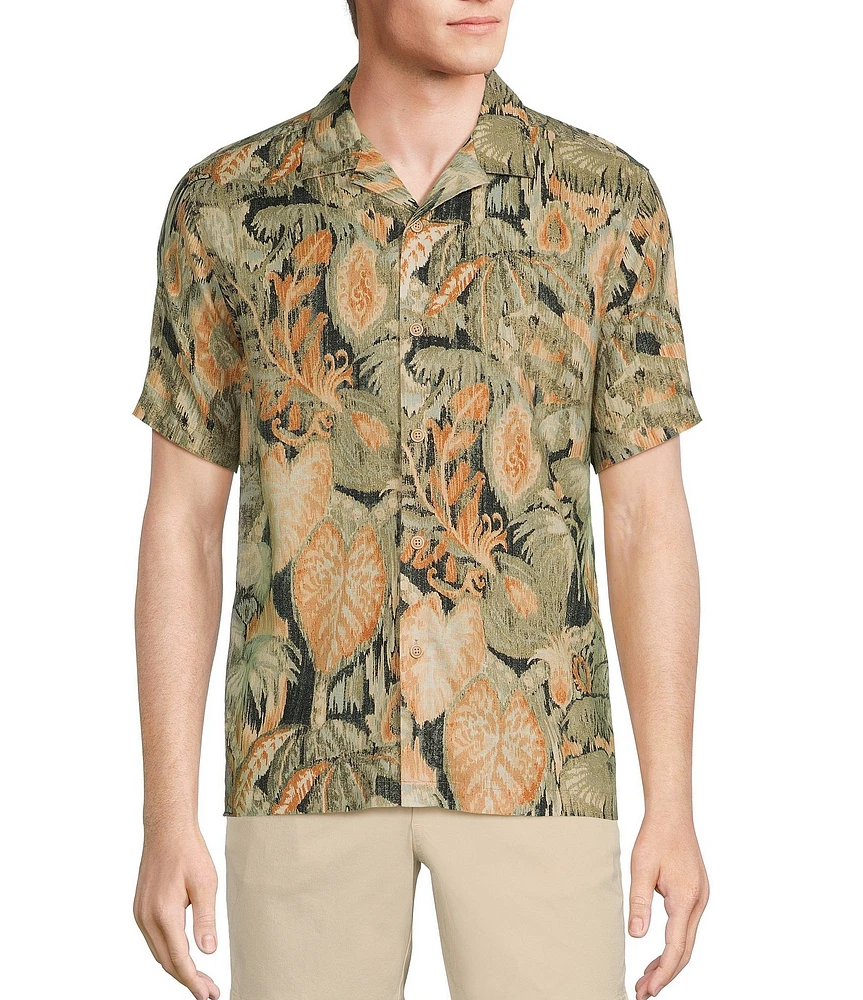 Rowm's Outsider's Oasis Short Sleeve Ikap Tropical Print Shirt