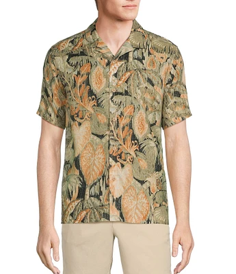 Rowm's Outsider's Oasis Short Sleeve Ikap Tropical Print Shirt