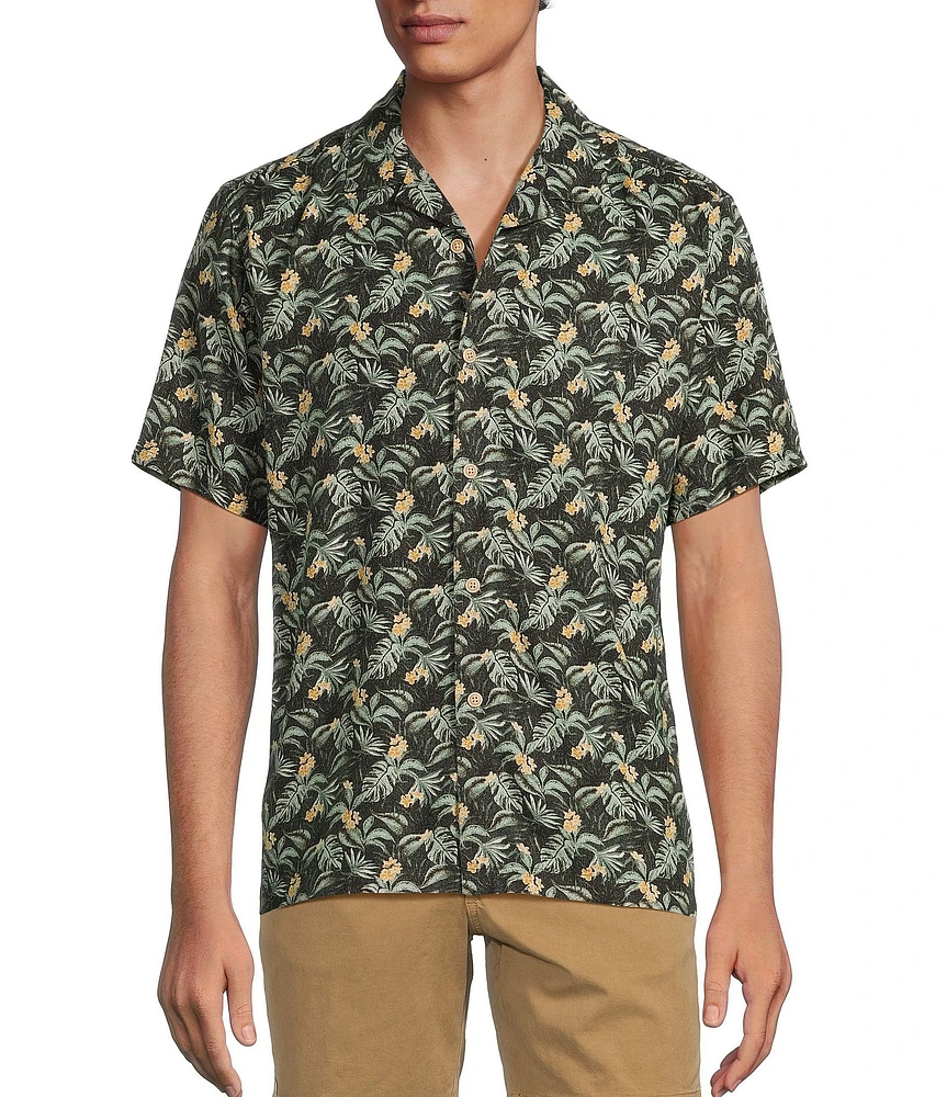 Rowm's Outsider's Oasis Short Sleeve Leaf Print Shirt