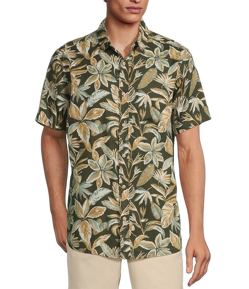 Rowm's Outsider's Oasis Short Sleeve Palm Print Shirt
