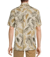 Rowm's Outsider's Oasis Short Sleeve Textured Palm Print Shirt