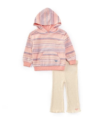 Roxy Baby Girls 12-24 Months Long Sleeve Baja Striped Hoodie & Solid Flare-Leg Jogger Pants Set