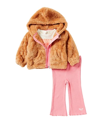 Roxy Baby Girls 12-24 Months Silky Sherpa Hoodie With Jersey T-Shirt & Leggings 3-Piece Set