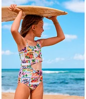 Roxy Big Girls 7-16 Love Roxy Tropical/Postcard-Printed One-Piece Swimsuit