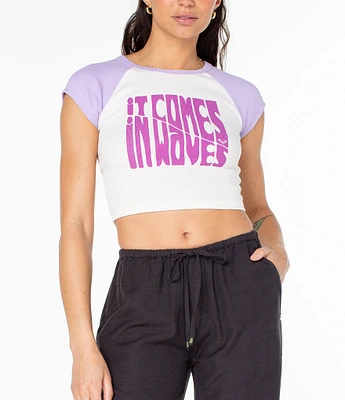 Roxy Comes In Waves Graphic Crop Baby T-Shirt