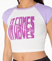 Roxy Comes In Waves Graphic Crop Baby T-Shirt