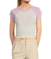 Roxy Dawn Patrol Surf Club Raglan Sleeve Color Block Cropped T-Shirt