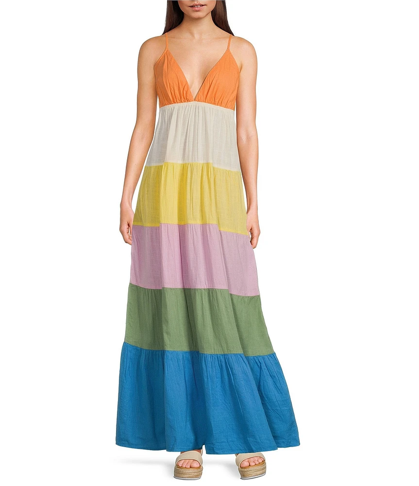 Roxy Honolulo Glow Color Block Sleeveless Maxi Dress