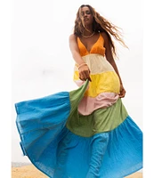 Roxy Honolulo Glow Color Block Sleeveless Maxi Dress