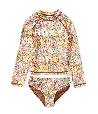 Roxy Little Girls 2T-4T Floral Printed Rashguard Top & Matching Bottoms 2-Piece Set