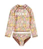 Roxy Little Girls 2T-4T Floral Printed Rashguard Top & Matching Bottoms 2-Piece Set