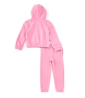 Roxy Little Girls 2T-6X Long Sleeve Chest-Stripe Fleece Hoodie & Stripe-Detailed Fleece Jogger Pant Set