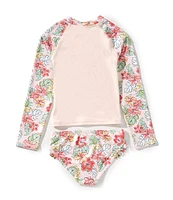 Roxy Little Girls 2T-6X Floral Printed Rashguard Top & Matching Bottom Two-Piece Swimsuit Set