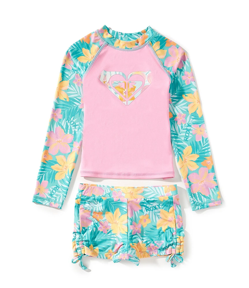 Roxy Little Girls 4-6X Hibiscus Rashguard & Matching Bottom 2-Piece Swimsuit