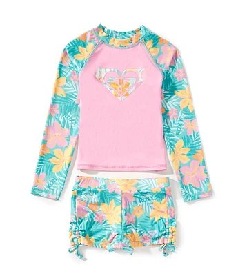 Roxy Little Girls 4-6X Hibiscus Rashguard & Matching Bottom 2-Piece Swimsuit