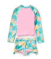 Roxy Little Girls 4-6X Hibiscus Rashguard & Matching Bottom 2-Piece Swimsuit