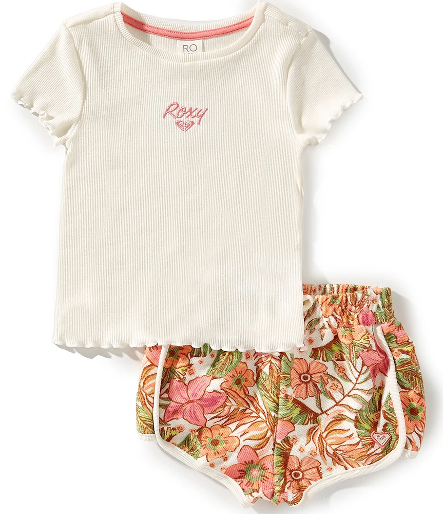 Roxy Little Girls 2T-6X Loop Top & Tropical Floral Terry Short Set