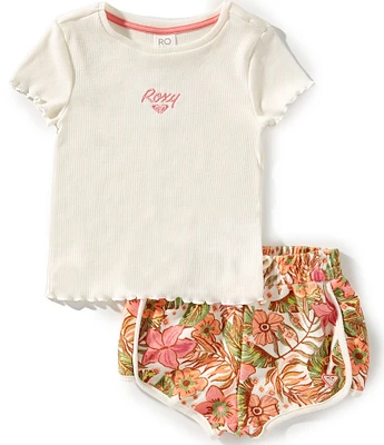 Roxy Little Girls 2T-6X Loop Top & Tropical Floral Terry Short Set