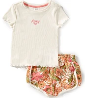 Roxy Little Girls 2T-6X Loop Top & Tropical Floral Terry Short Set