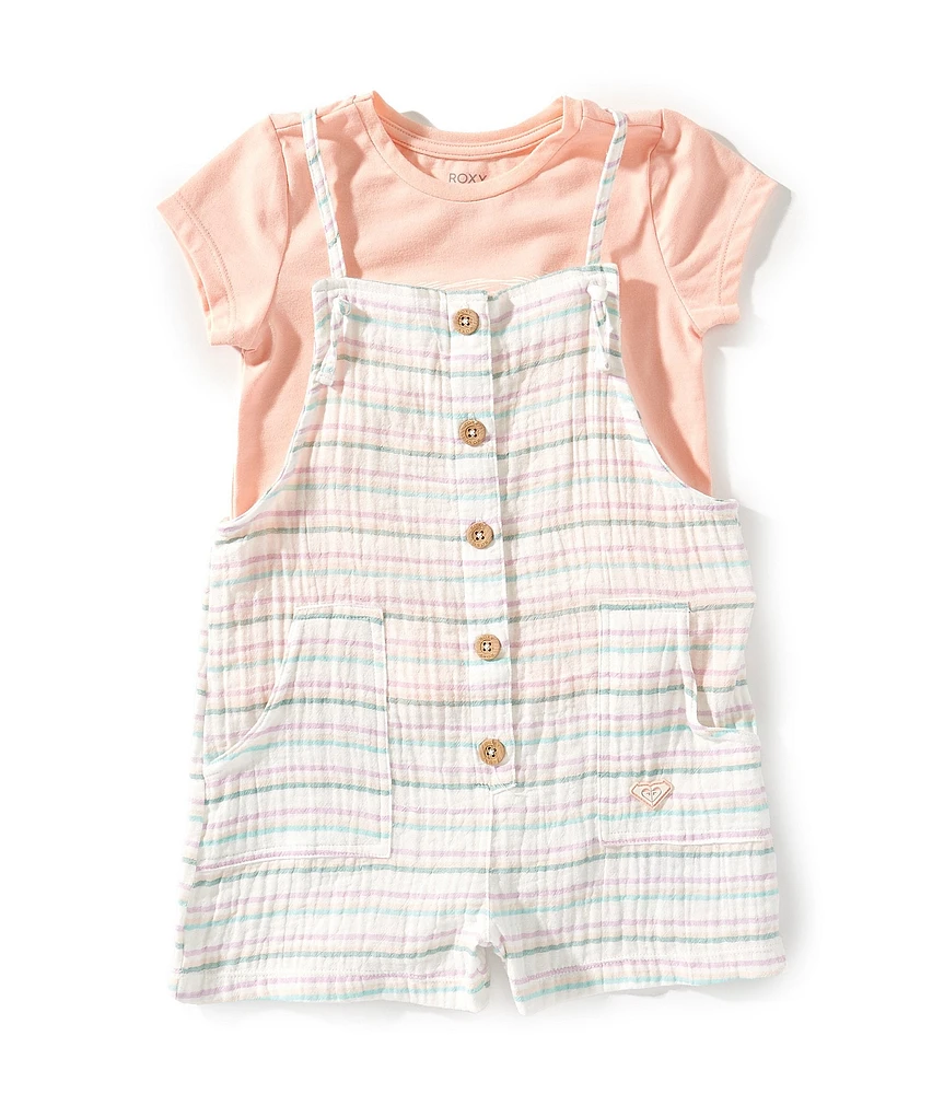 Roxy Little Girls 2T-6X Short Sleeve T-Shirt & Shortall Set