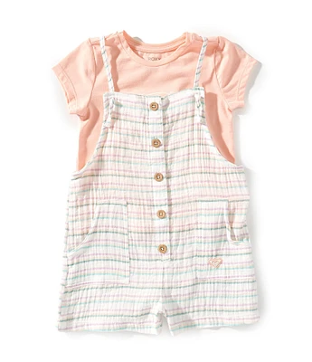 Roxy Little Girls 2T-6X Short Sleeve T-Shirt & Shortall Set
