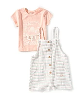 Roxy Little Girls 2T-6X Short Sleeve T-Shirt & Shortall Set