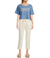 Roxy Logo Short Sleeve Cropped Graphic T-Shirt