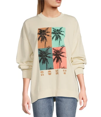 Roxy Long Sleeve Lineup Oversized Fleece Graphic Sweatshirt