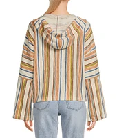 Roxy Long Sleeve Rich Coast Striped Terry Fleece Poncho Hoodie