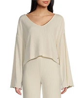 Roxy Long Sleeve Sandy Coast Ruched Coordinating Lounge Top