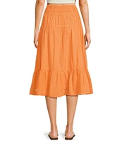 Roxy Malia Coordinating Solid Ruffle Tiered Midi Skirt