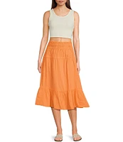 Roxy Malia Coordinating Solid Ruffle Tiered Midi Skirt