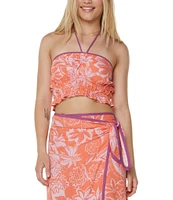 Roxy Marcella Halter-Neck Tropical Floral Print Cropped Tank Top