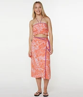 Roxy Marcella Halter-Neck Tropical Floral Print Cropped Tank Top