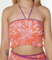 Roxy Marcella Halter-Neck Tropical Floral Print Cropped Tank Top