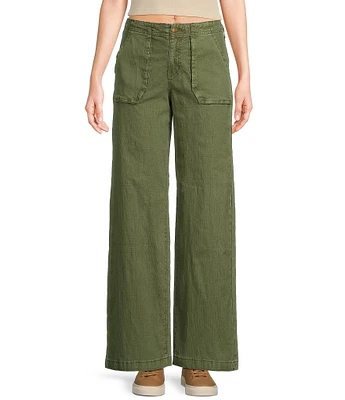 Roxy Neddy Mid Rise Straight Leg Stretch Canvas Utility Pants