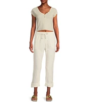Roxy On The Seashore Mid Rise Linen/Poplin Jogger Pants