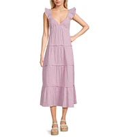 Roxy Palmy Days Ruffle Straps Tiered Midi Dress