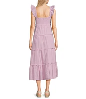Roxy Palmy Days Ruffle Straps Tiered Midi Dress