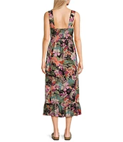 Roxy Paradise Winds Sleeveless Tropical Floral Printed A-Line Dress