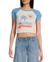 Roxy Paraiso Raglan Sleeve Color Block Cropped Graphic T-Shirt