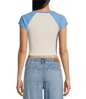 Roxy Paraiso Raglan Sleeve Color Block Cropped Graphic T-Shirt