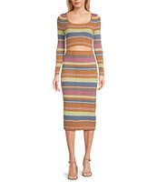 Roxy Playa Morning High Rise Coordinating Striped Midi Skirt