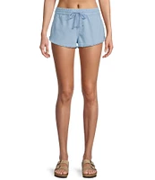 Roxy Scenic Route Mid Rise Frayed Hem Pull-On Drawstring Shorts